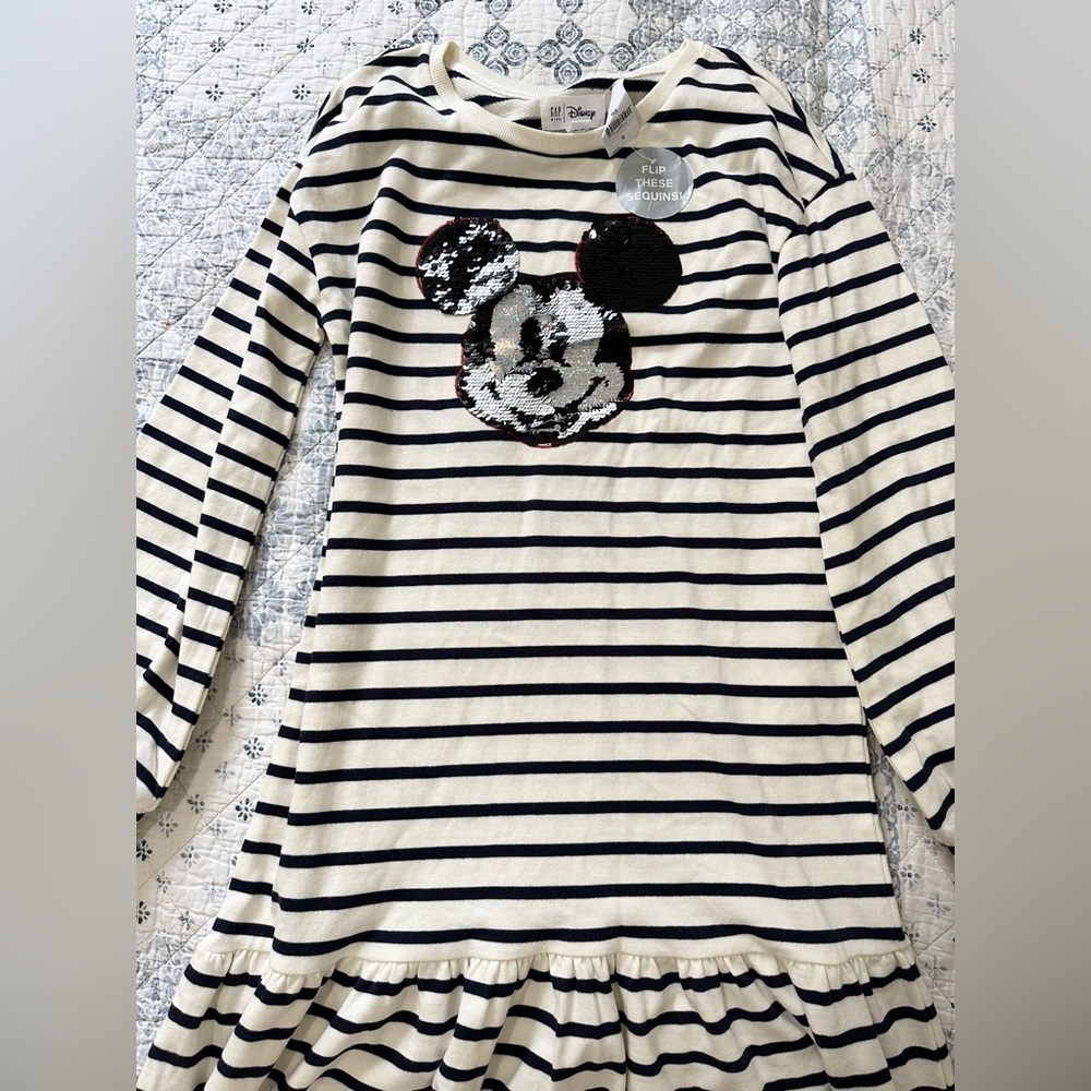Gap x Disney sequin Minnie Mouse dress stripes NWT XXL